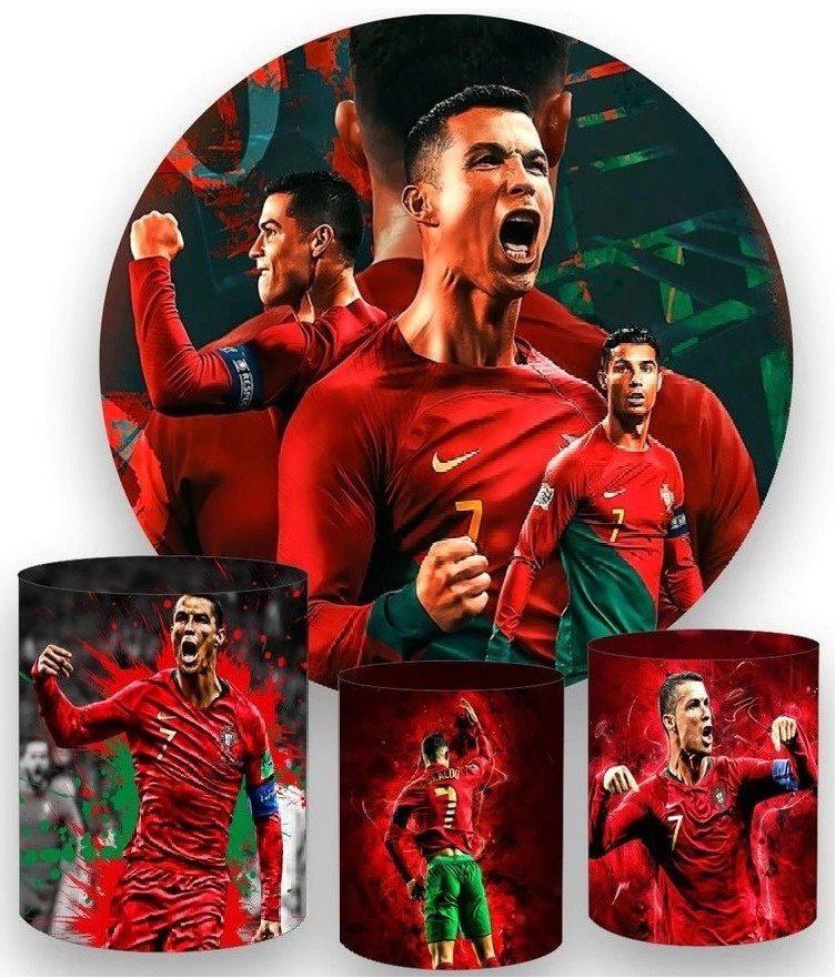 Cristiano Ronaldo Futebol Painel Redondo 150Cm - FOCUSEVENTOSJATAI
