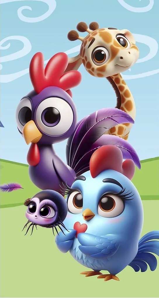 Galinha Pintadinha 3D Amigos Fundo Azul Claro Painel Retangular 220X150Cm - FOCUSEVENTOSJATAI