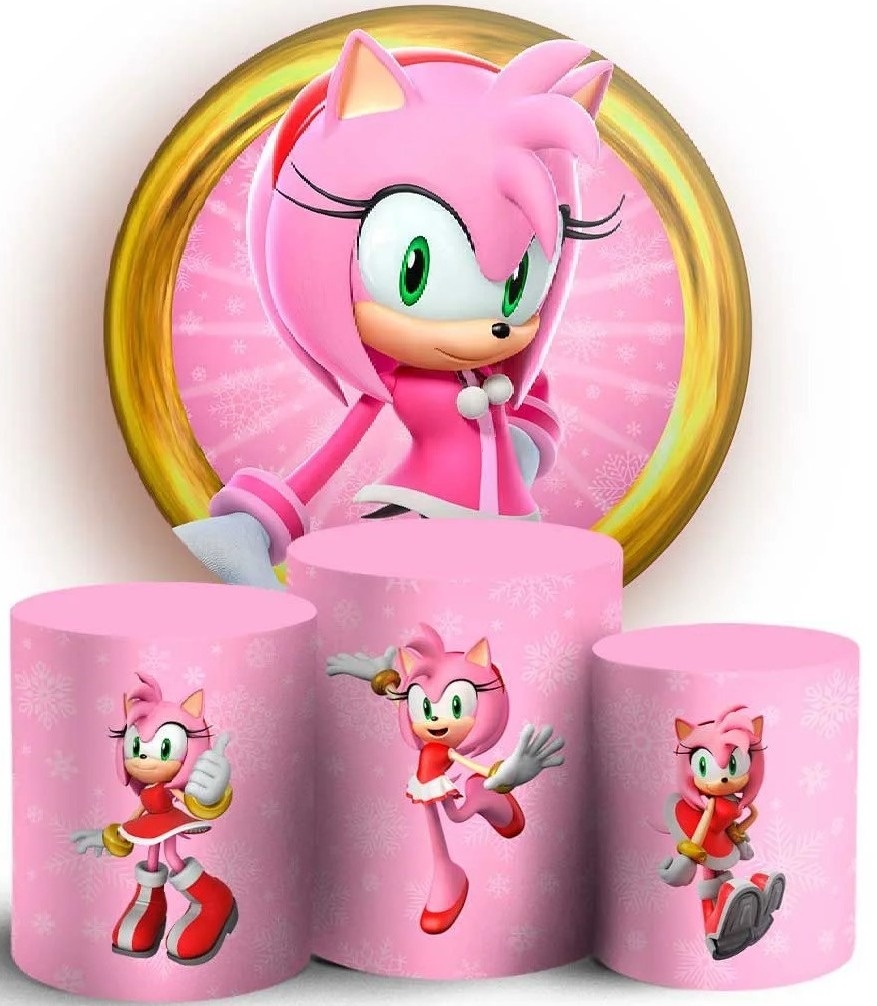 Sonic Rosa Amy Rose Painel Redondo 150Cm - FOCUSEVENTOSJATAI