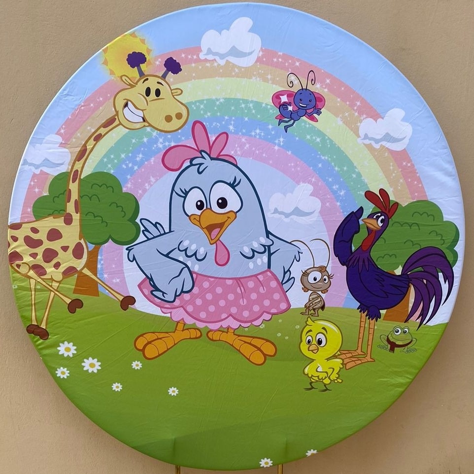 Galinha Pintadinha Rosa Arco Iris Rosa Painel Redondo 150Cm - FOCUSEVENTOSJATAI