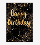 Happy Birthaday Dourado Floral Glitter Painel Retangular 220X150Cm - imagem 1