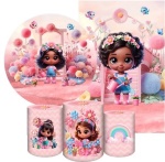 Jardim Cute Rosa Moreninha Painel Retangular 220X150Cm Fundo Rosa Chiclete - imagem 2