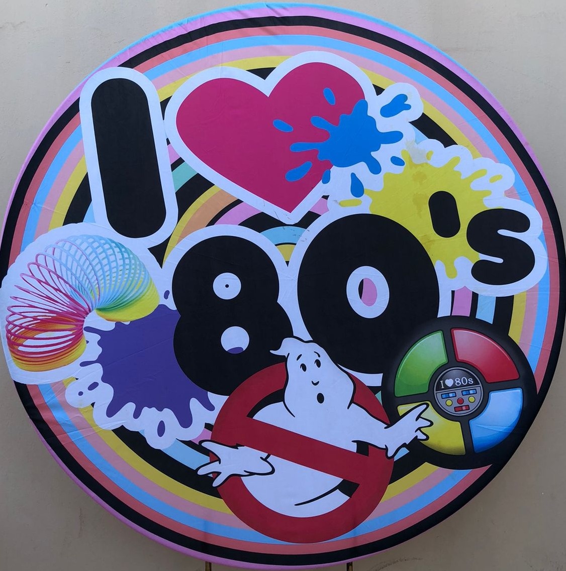 Balada Anos 80 Cubo Magico Pec Men E Disco - Painel Redondo 150Cm - FOCUSEVENTOSJATAI