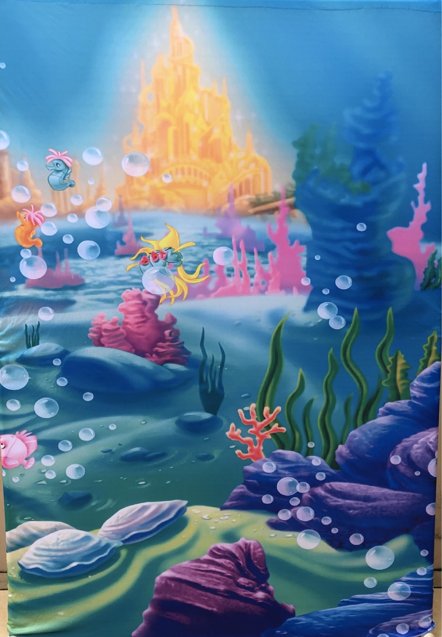 Pequena Sereia Ariel Castelo Fundo Do Mar Painel Retangular 220X150Cm - FOCUSEVENTOSJATAI