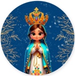 Nossa Senhora 3D Manto Azul Painel Redondo 150Cm - imagem 1