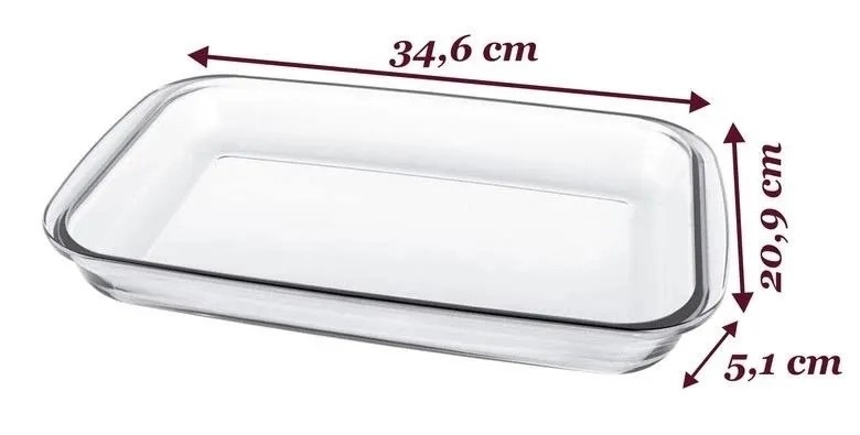 Assadeira Marinex Vidro Retangular 34,6X20,9X5,1Cms - FOCUSEVENTOSJATAI