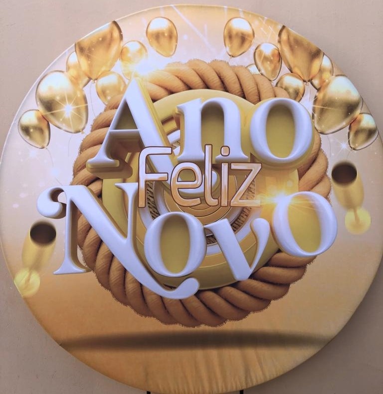 Ano Novo Balão Dourado Painel Redondo150Cm - FOCUSEVENTOSJATAI