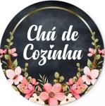 Cha de Cozinha 01/02 Floral Rosa  Preto Painel Redondo 150Cm - imagem 1