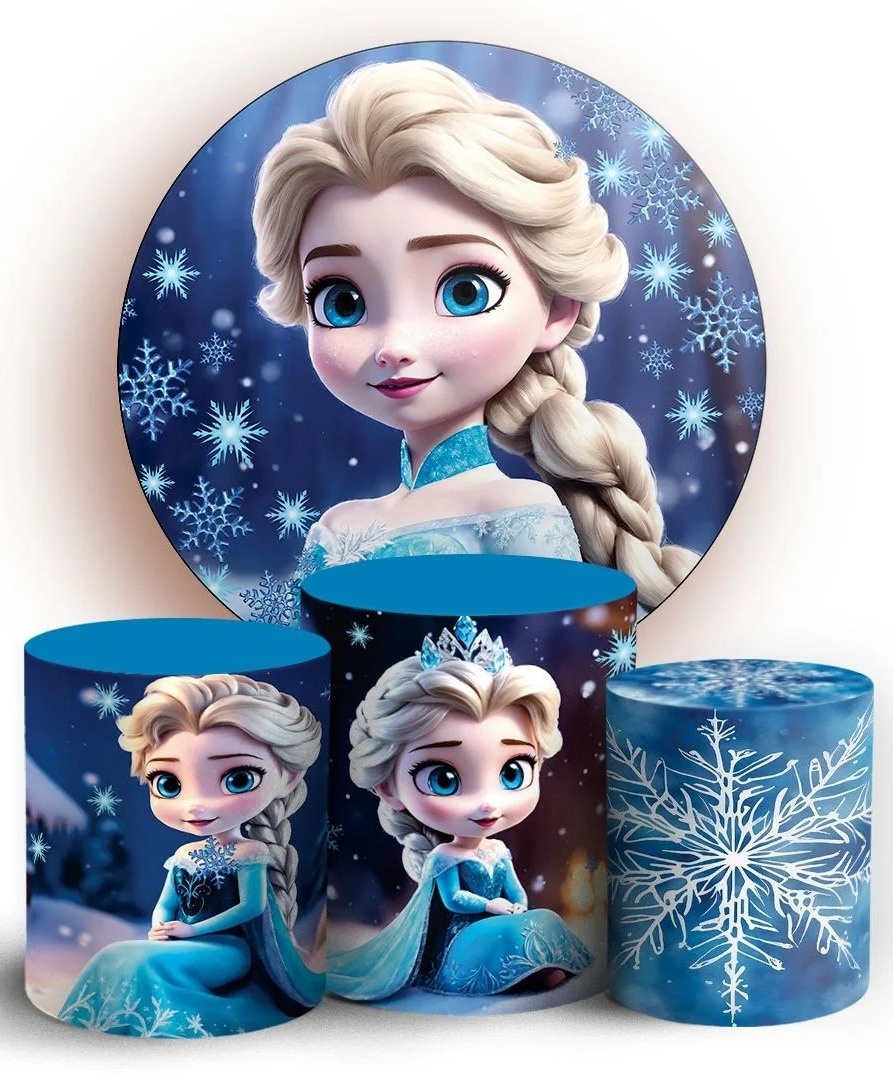 Frozen 3D Elza Estrela Congelante Painel Redondo 150Cm - FOCUSEVENTOSJATAI