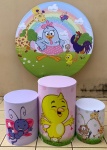 Galinha Pintadinha Rosa Arco Iris Rosa Cilindro Redondo Pmg - imagem 2
