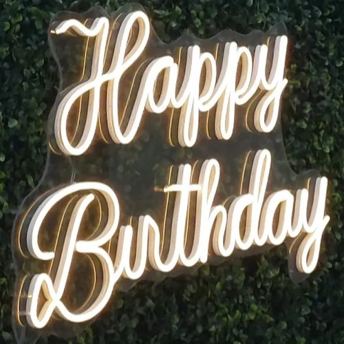 Led Happy Birthaday Branco Frio 70X40X2Cm - FOCUSEVENTOSJATAI