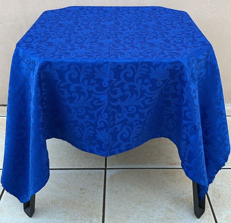 Forro Quadrado Azul Royal Arabesco Adamascado 140X140Cm - FOCUSEVENTOSJATAI