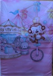 Circo Rosa Macaco Equilibrista Painel Retangular 220X150Cm Fundo Branco Liso 04 - imagem 1