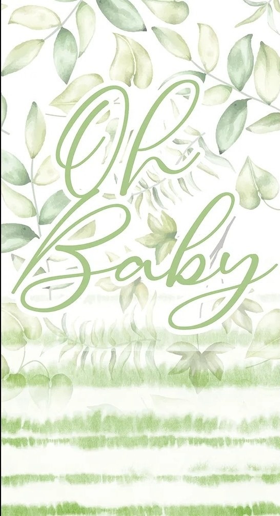 Chá de Bebê Oh Baby Floral Verde Painel Fundo Verde Oliva Painel Retangular 220X150Cm - FOCUSEVENTOSJATAI