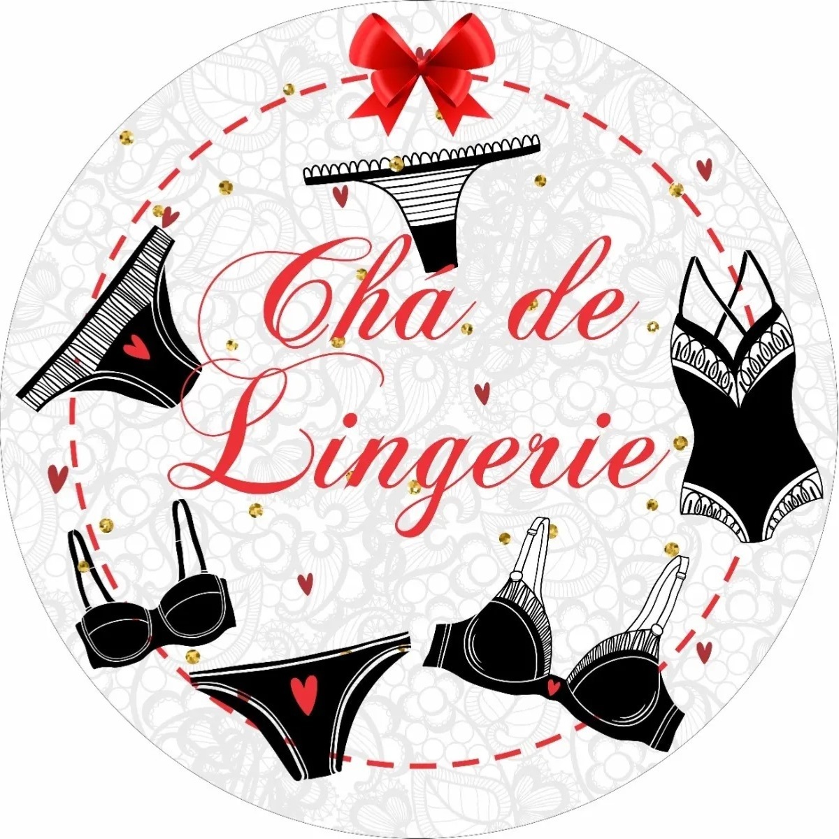 Chá de Lingerie Laço Vermelho Painel Redondo 150Cm - FOCUSEVENTOSJATAI