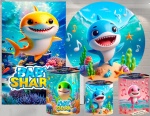 Baby Shark 3D Fundo Do Mar Painel Retangular 220X150Cms - imagem 2