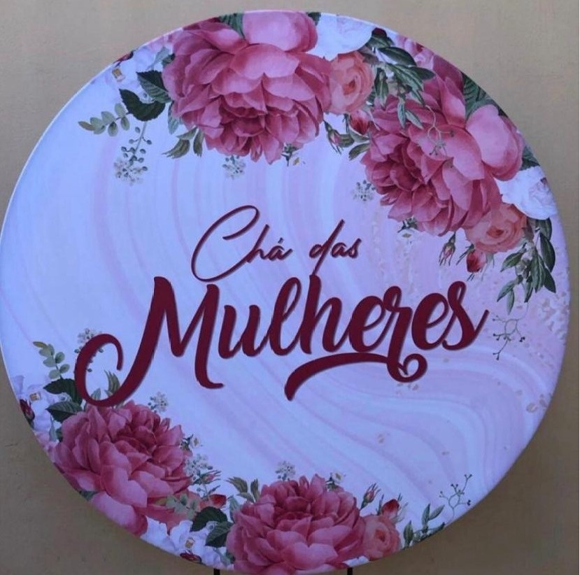 Chá das Mulheres Floral Rosas Painel Redondo 150Cm - FOCUSEVENTOSJATAI