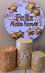 Ano Novo Balão Estrelas Dourada Painel Redondo 150Cms - imagem 2