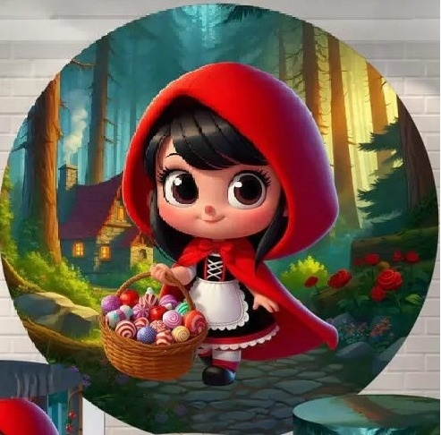 Chapeuzinho Vermelho 3D Lobo Mal E Vovó Painel Redondo 150Cm - FOCUSEVENTOSJATAI