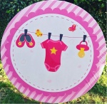 Chá Revelação Varal Rosa 01/02 Painel Redondo150Cm - imagem 1