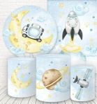 Astronauta Galaxia Aquarela Azul Claro Cilindro Redondo Pmg - imagem 2