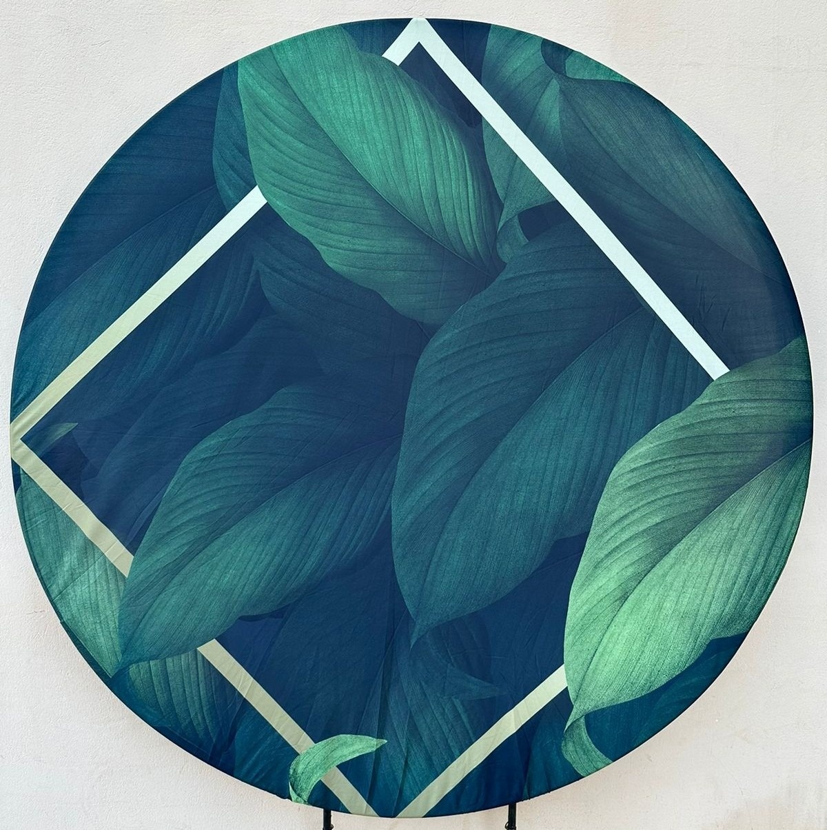 Folhagem Bananeira Verde Dourado Painel Redondo 150Cm - FOCUSEVENTOSJATAI