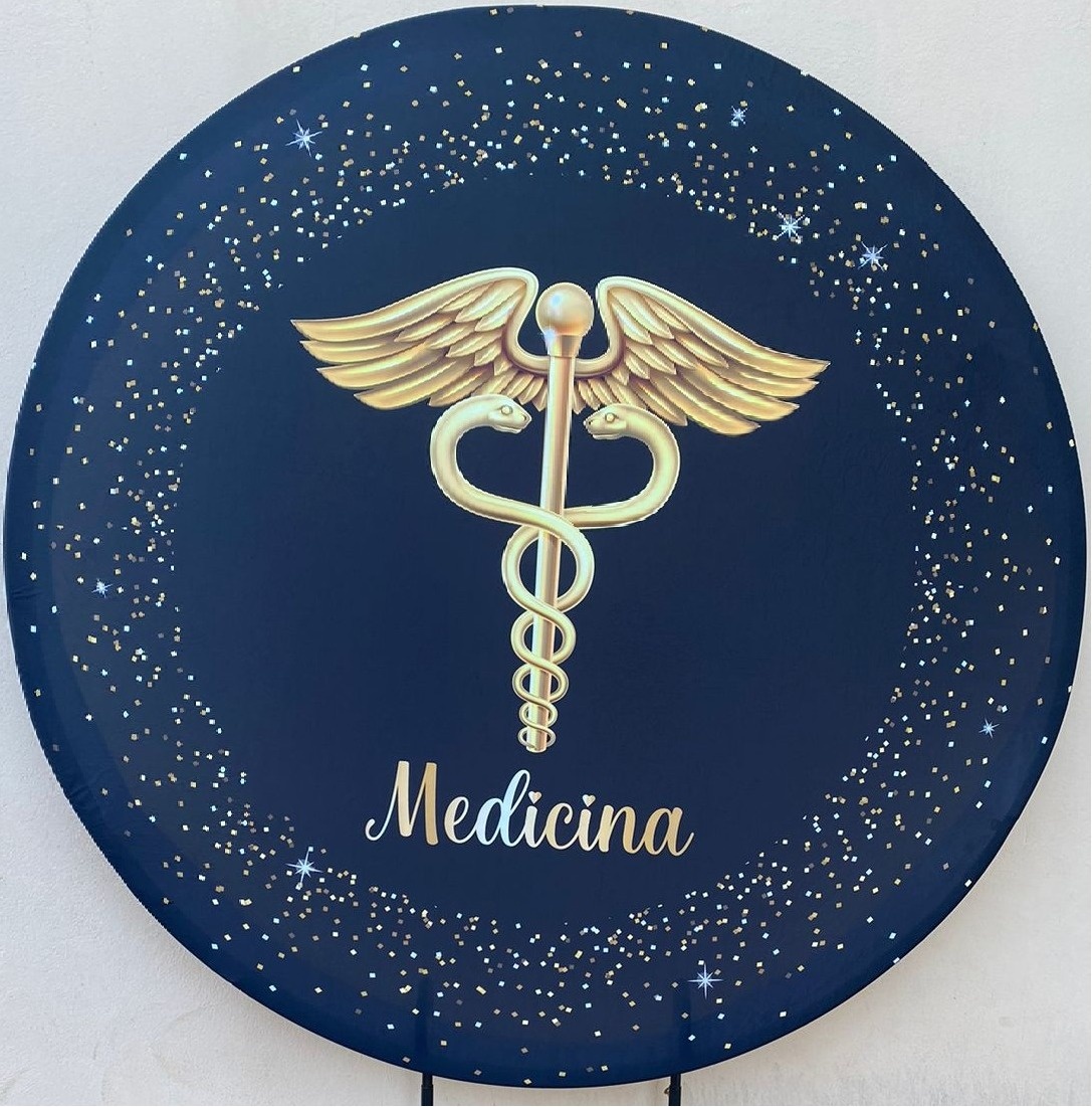 Profissao Medicina Preto Dourado Painel Redondo 150Cm - FOCUSEVENTOSJATAI