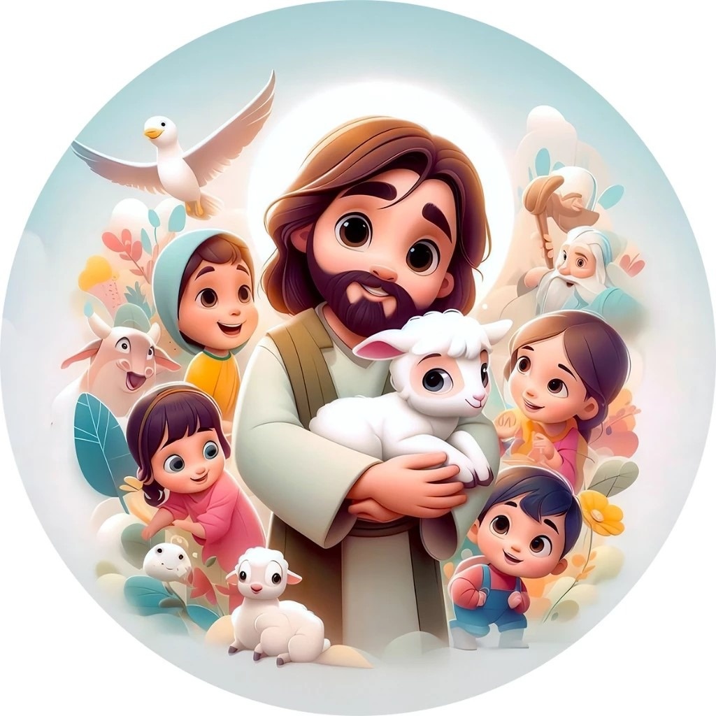 Jesus Cristo Culto Infantil Painel Redondo 150Cm - FOCUSEVENTOSJATAI