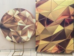 Geometrico Dourado Triangulos Painel Retangular 220X150 Preto Liso 15 - imagem 2