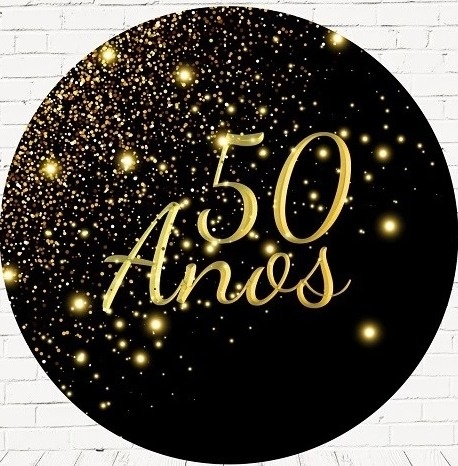 50 Anos Glitter Dourado - Painel Redondo 150Cms - FOCUSEVENTOSJATAI