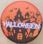 Hallowen Castelo Fundo Laranja Painel Redondo 150Cm - imagem 1