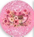 Boiadeira Violão de Ouro E Chapeu Rosa Painel Redondo 150Cm - imagem 1