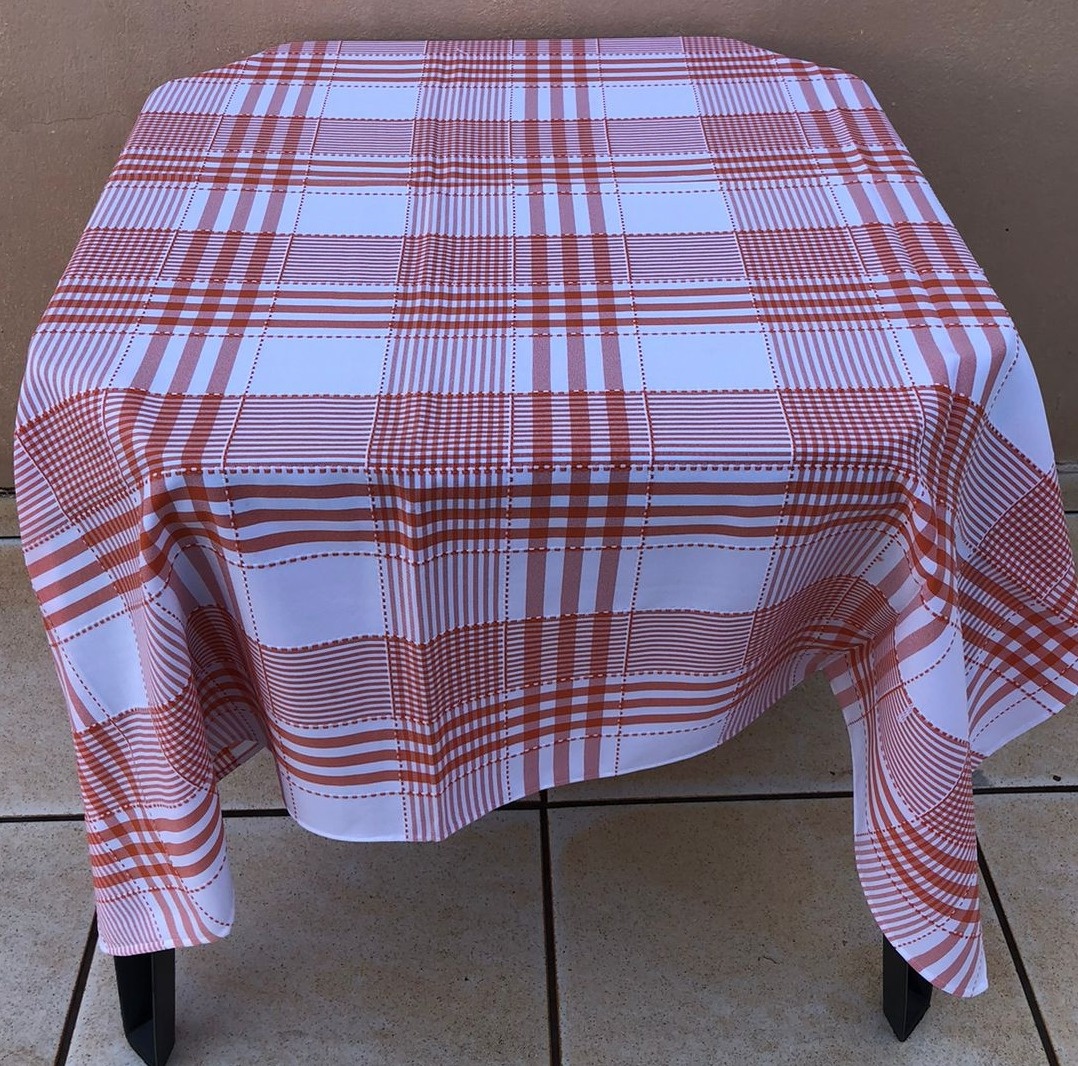 Forro Quadrado Xadrez Laranja Listas Oxford 140X140Cm - FOCUSEVENTOSJATAI