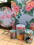 Flamingos Tropical Painel Retangular 220X150Cm Fundo Verde Maça - imagem 1