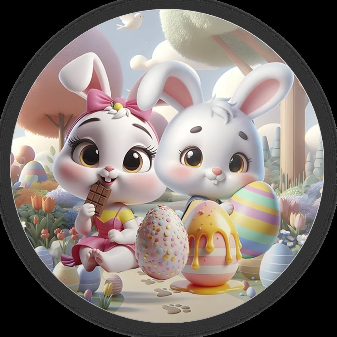 Pascoa 3D Julia E Heitor Painel Redondo 150Cm - FOCUSEVENTOSJATAI