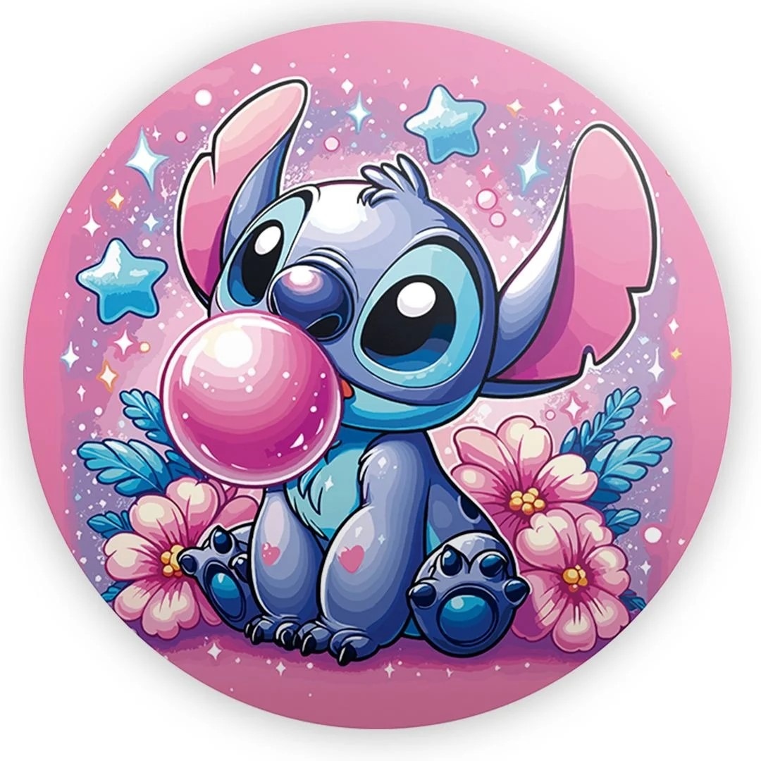 Lillo Stitch Chiclete Rosa Painel Redondo 150Cm - FOCUSEVENTOSJATAI