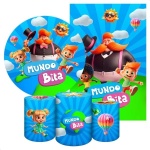Mundo Bita 3D Azul Painel Redondo 150Cm - imagem 2
