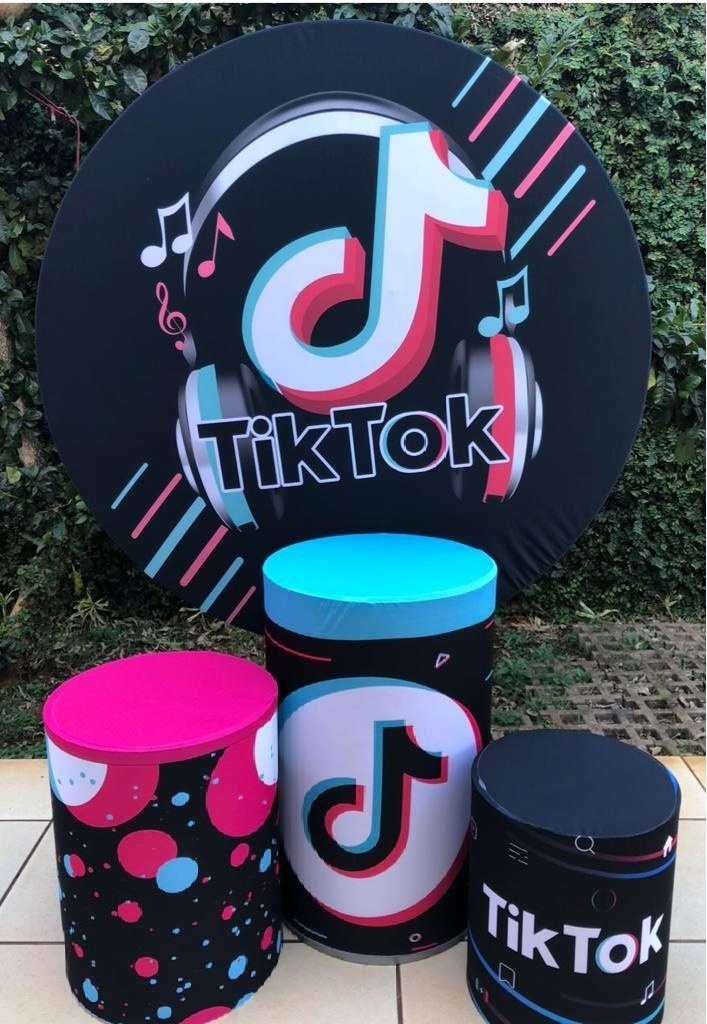 Tik Tok Preto Painel Redondo 150Cm - FOCUSEVENTOSJATAI