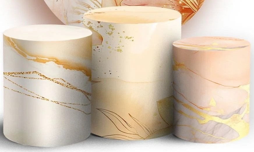 Floral Salmão E Dourado Cilindro Redondo Pmg - FOCUSEVENTOSJATAI