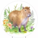 Capivara Aquarela Painel Redono 150Cm - imagem 1