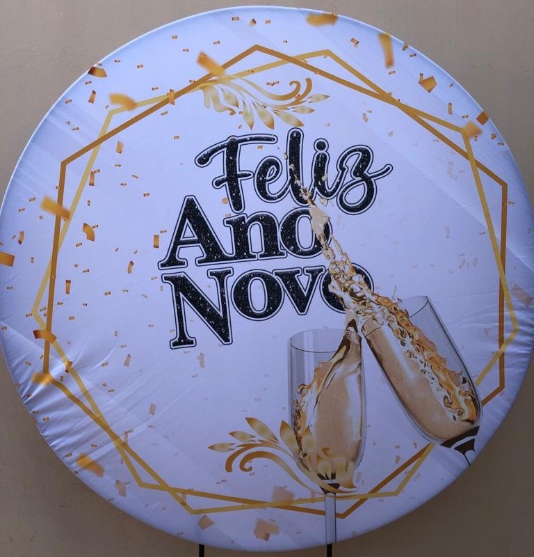 Ano Novo Branco Acima de Tudo Deus Painel Redondo 150Cms - FOCUSEVENTOSJATAI