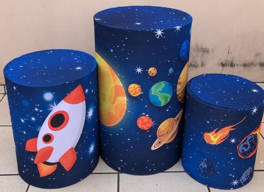 Astronauta Galaxia Azul Marinho Cilindro Redondo Pmg - FOCUSEVENTOSJATAI