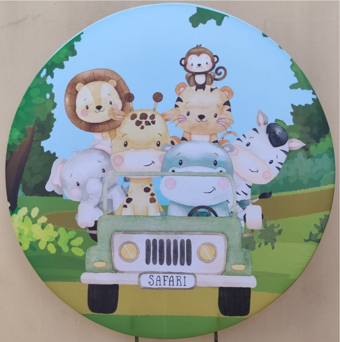 Safari Baby Verde Jeep - Painel Redondo 150Cm - FOCUSEVENTOSJATAI