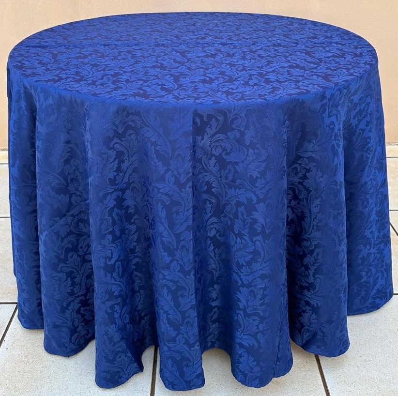 Forro Redondo Azul Royal Folhas Adamascado Tp06 - FOCUSEVENTOSJATAI