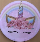 Unicornio  Chifre Dourado Painel Redondo 150Cm - imagem 1