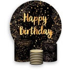 Happy Birthaday Dourado Floral Glitter Painel Retangular 220X150Cm - imagem 2