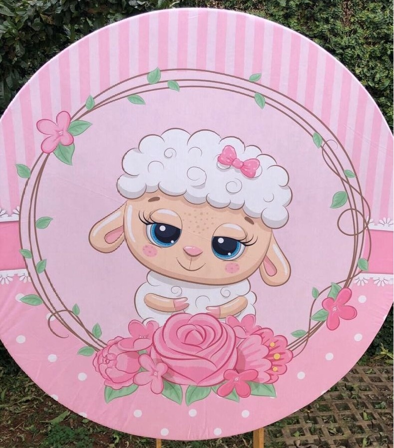 Ovelhinha 01 Rosa Carlinha Painel Redondo 150Cm - FOCUSEVENTOSJATAI