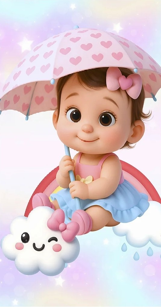 Chuva de Amor 3D Luluzinha Painel Retangular 200X100 Fundo Verde Erva Doce - FOCUSEVENTOSJATAI