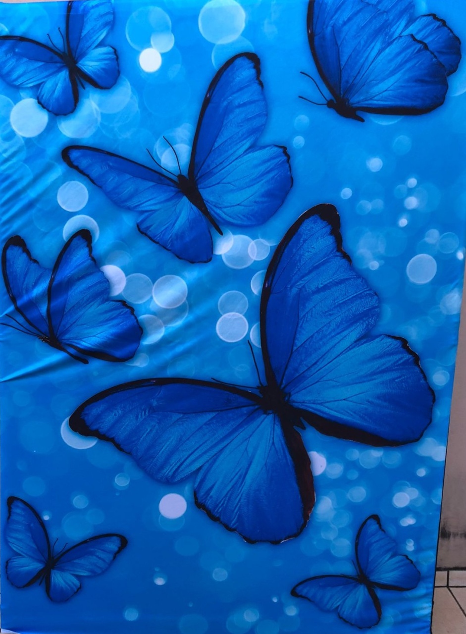 Borboleta Azul Glitter Painel Retangular 220X150Cm - FOCUSEVENTOSJATAI