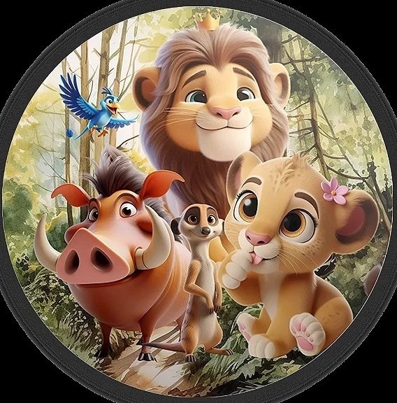 Rei Leao 3D 4 Amigo Painel Redondo 150Cm - FOCUSEVENTOSJATAI